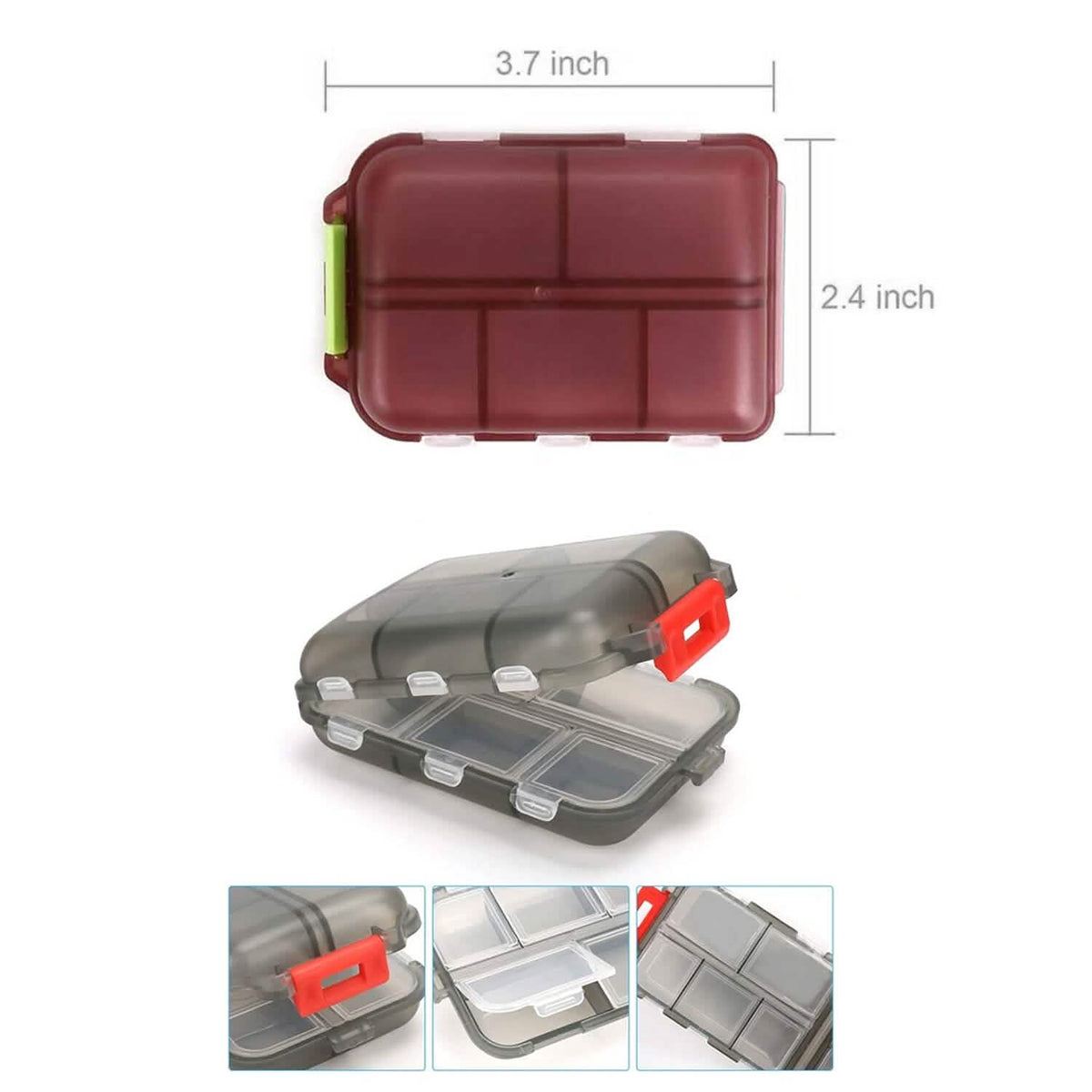 2-Pack: Portable Weekly Travel Pill Organizer Case - A-1 Thread Vault