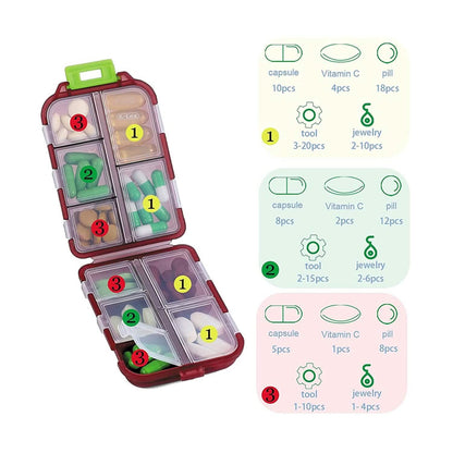 2-Pack: Portable Weekly Travel Pill Organizer Case - A-1 Thread Vault