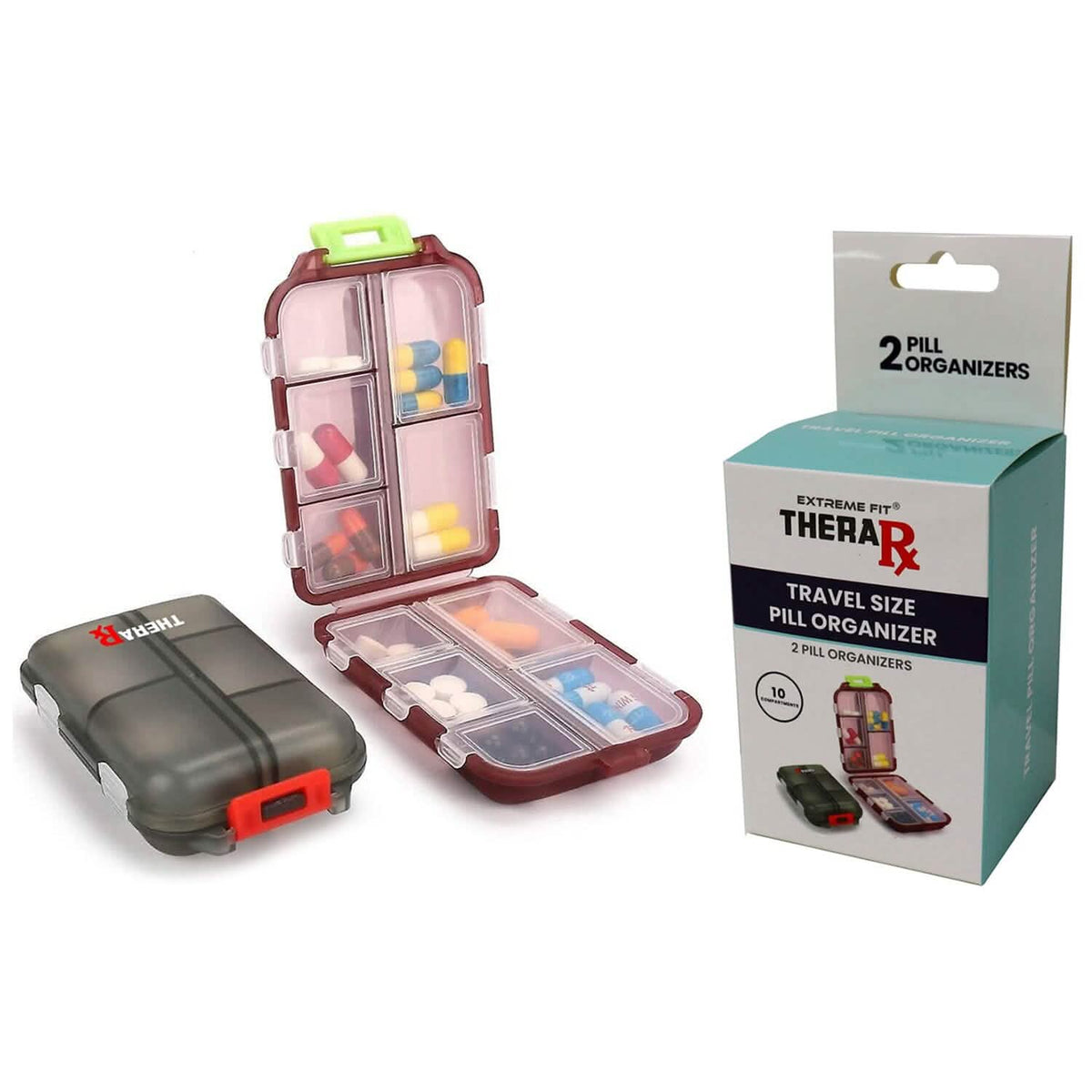 2-Pack: Portable Weekly Travel Pill Organizer Case - A-1 Thread Vault