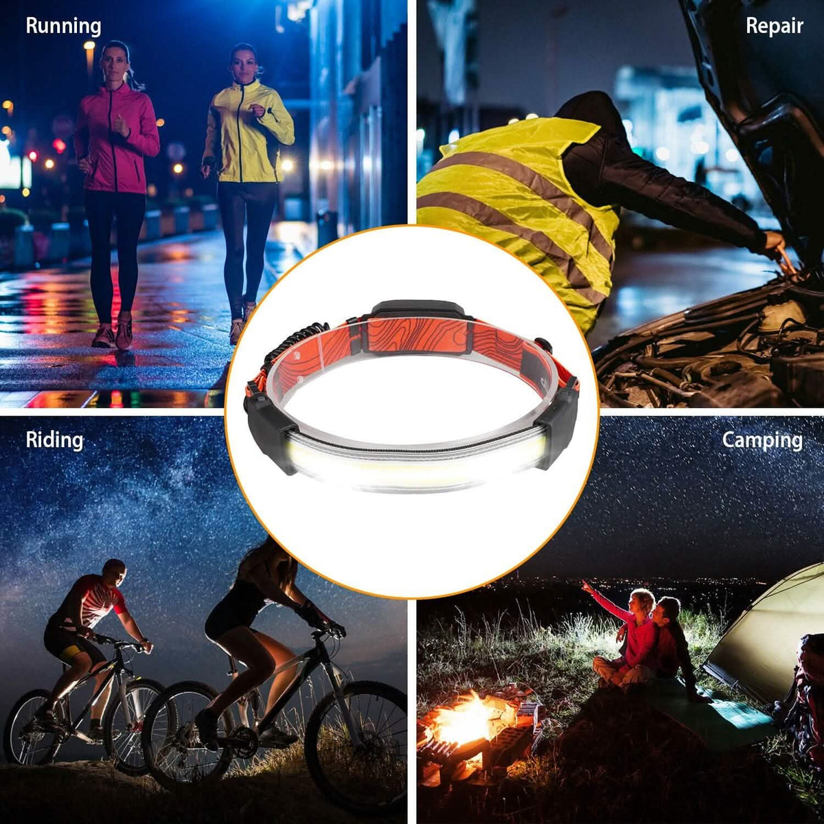 2-Pack: Rechargeable Headlamp 3 Light Modes Hand-Free - A-1 Thread Vault