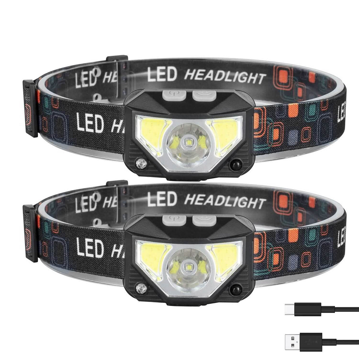 2-Pack: Rechargeable Motion Sensor Headlamp 6 Light Modes Headlight - A-1 Thread Vault