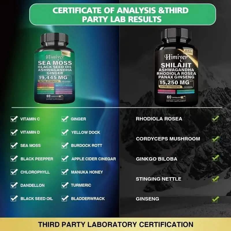 2-Pack: Shilajit + Sea Moss High Potency Vitality Combo - A-1 Thread Vault