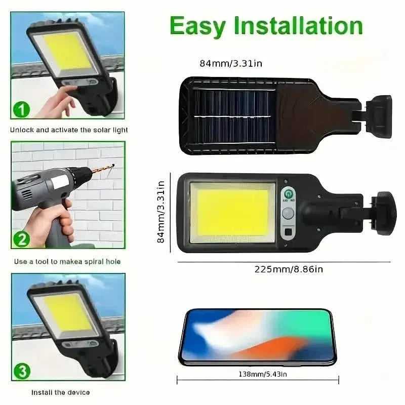 2-Pack: Solar Outdoor Security Street Lighting, 3 Modes With Wireless Motion Sensing and Remote Control - A-1 Thread Vault
