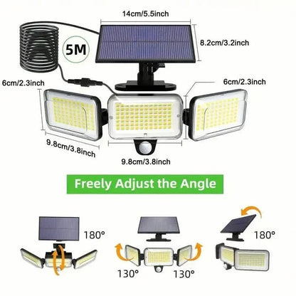 2-Pack: Split Solar Wall Light For Outdoor With Motion Sensor 3 Heads - A-1 Thread Vault
