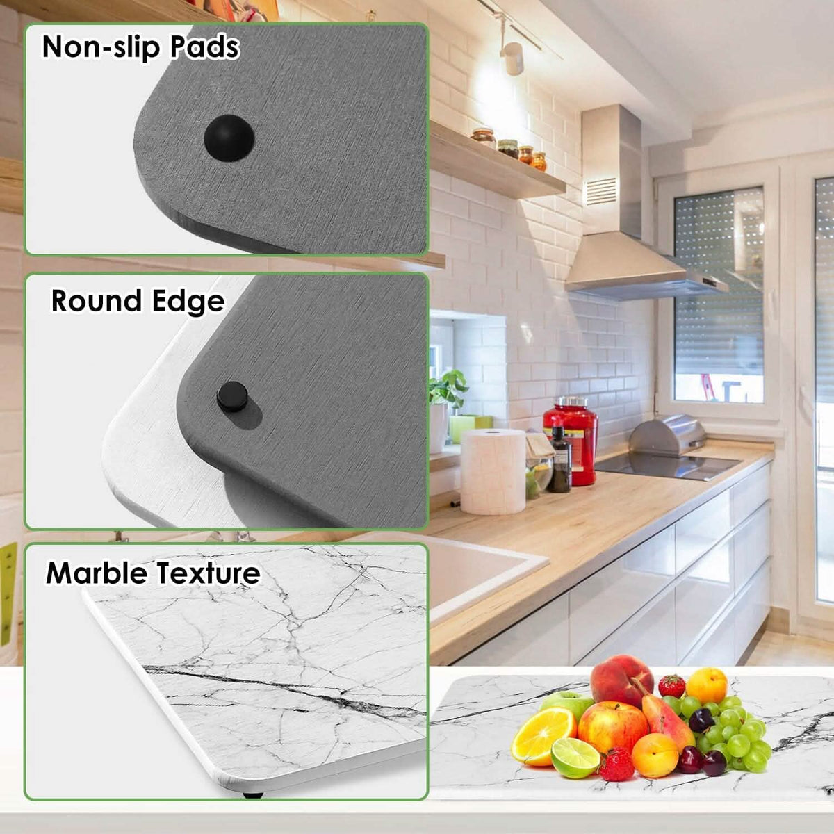 2-Pack: Stone Dish Drying Mat Silicone Diatomaceous Earth Mat - A-1 Thread Vault