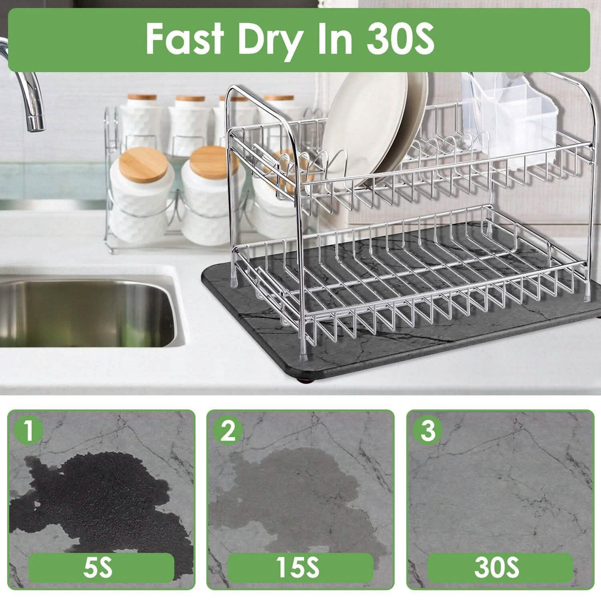 2-Pack: Stone Dish Drying Mat Silicone Diatomaceous Earth Mat - A-1 Thread Vault