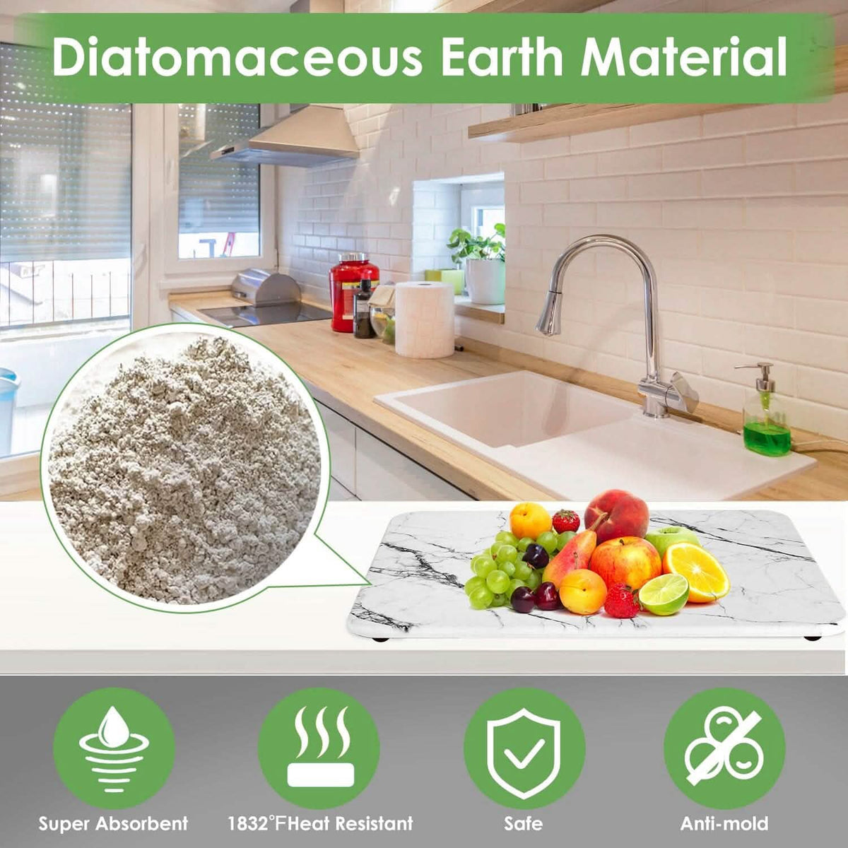 2-Pack: Stone Dish Drying Mat Silicone Diatomaceous Earth Mat - A-1 Thread Vault