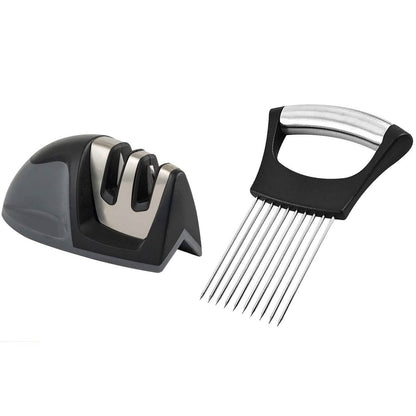 2-Pack: Ultra Sharp Knife Sharpener and Stainless Steel Vegetable and Meat Slicer Holder - A-1 Thread Vault