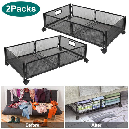 2-Pack: Under Bed Storage Container Foldable Rolling Storage Bin - A-1 Thread Vault