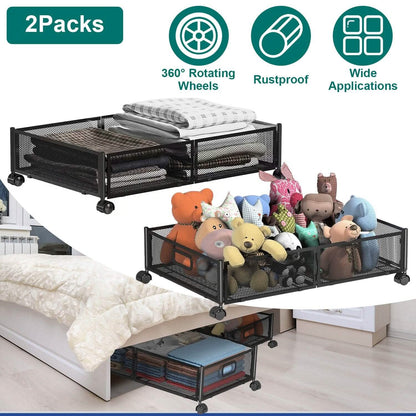 2-Pack: Under Bed Storage Container Foldable Rolling Storage Bin - A-1 Thread Vault