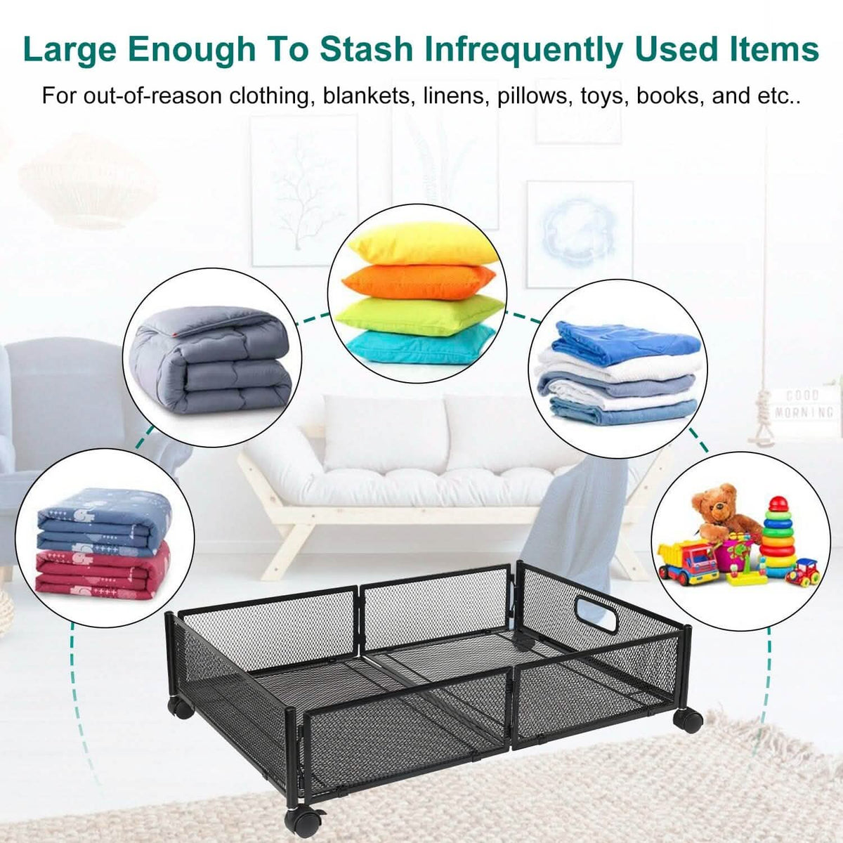 2-Pack: Under Bed Storage Container Foldable Rolling Storage Bin - A-1 Thread Vault