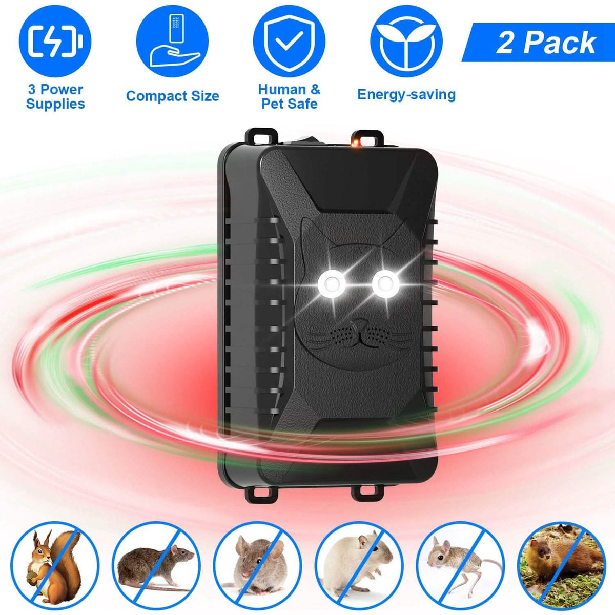 2-Pack: Under Hood Ultrasonic Repellent with 3 Power Supplies - A-1 Thread Vault