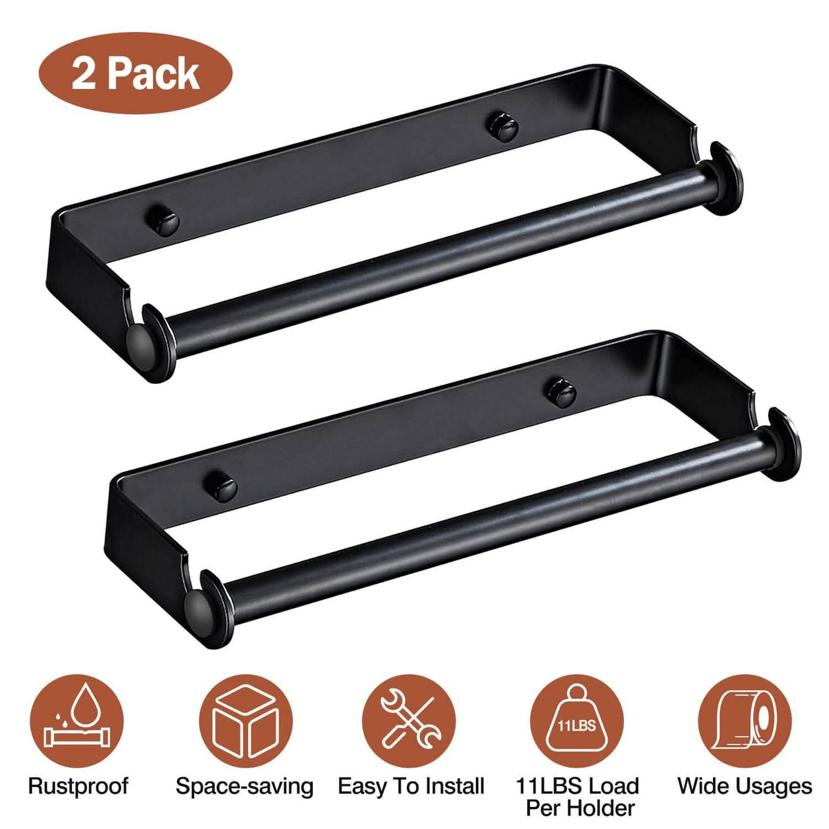 2-Pack: Wall Mounted Paper Towel Holder Under Cabinet - A-1 Thread Vault