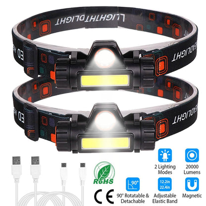 2-Pack: Waterproof Rechargeable Headlamp - A-1 Thread Vault