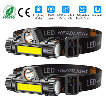 2-Pack: Waterproof Rechargeable Headlamp - A-1 Thread Vault
