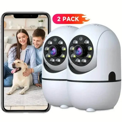 2-Pack: Wireless Security Cameras – 355° Rotation, Night Vision, Motion Detection, Two-Way Audio - A-1 Thread Vault