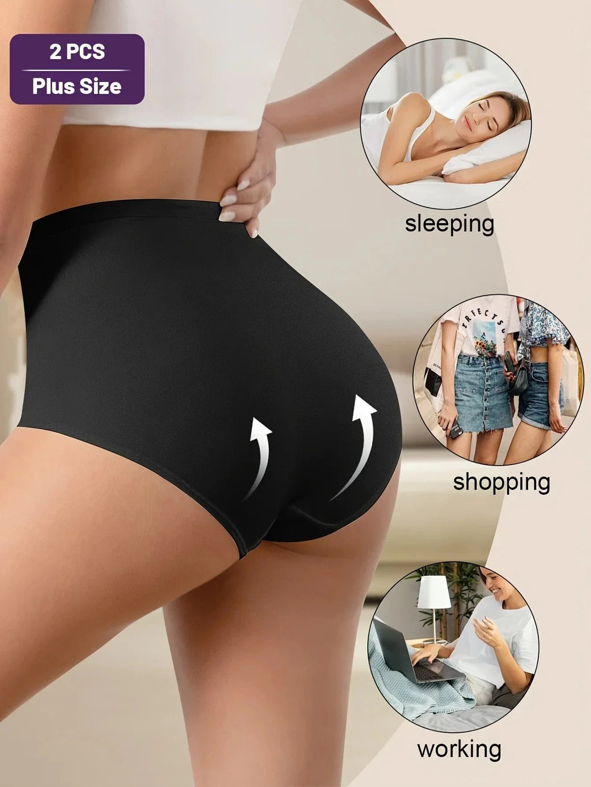 2-Pack Women's High-Waisted Breathable Mesh Underwear - Tummy Control Butt Lifting Seamless Panties with Cross-Back - A-1 Thread Vault