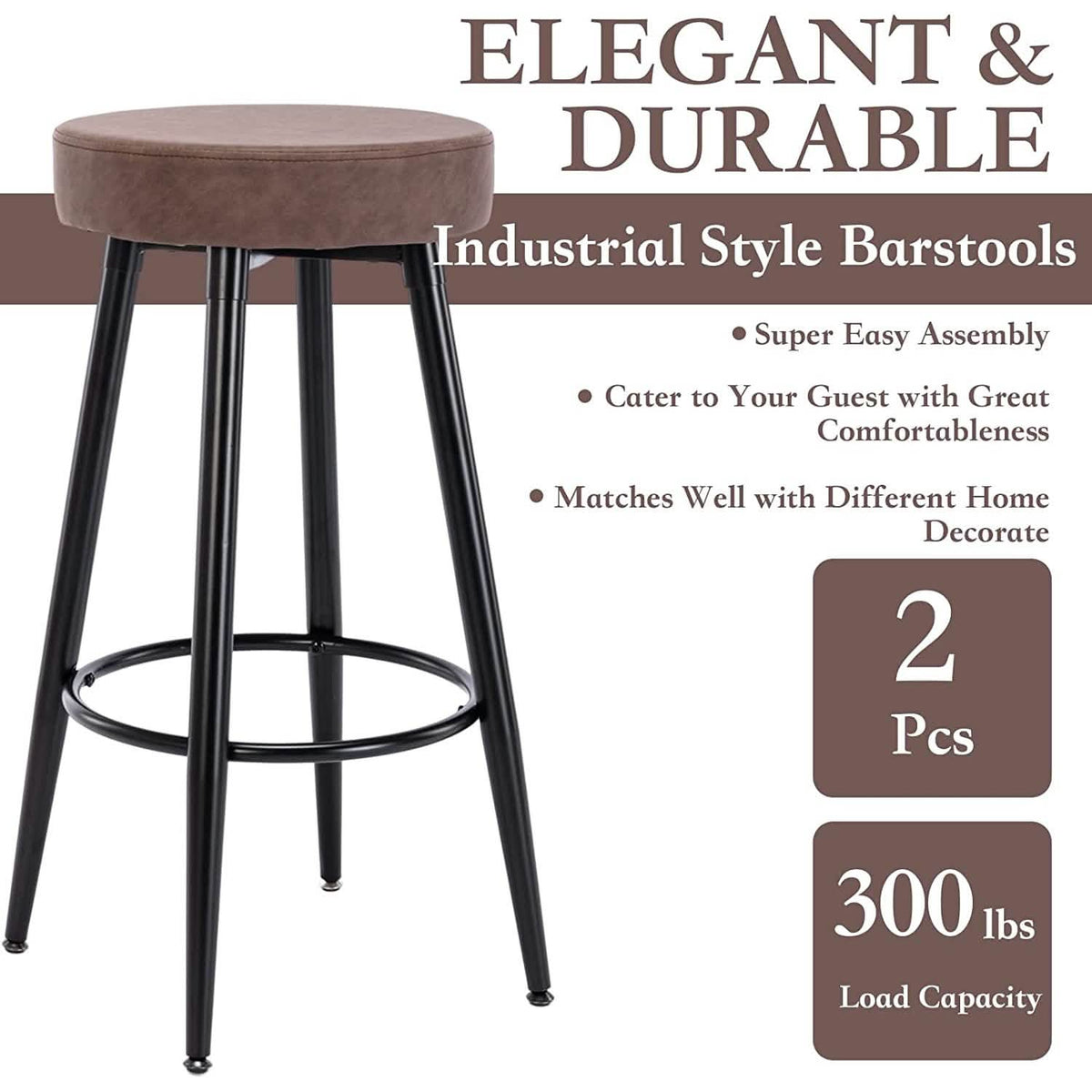 2-Piece: 28'' Metal Bar Stools Set - A-1 Thread Vault