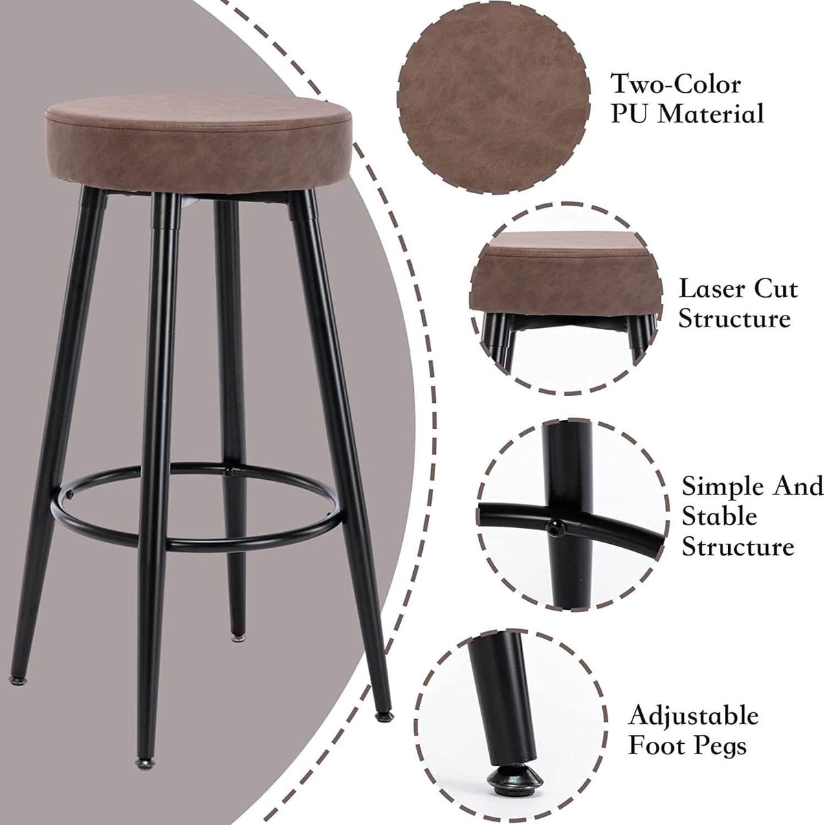 2-Piece: 28'' Metal Bar Stools Set - A-1 Thread Vault