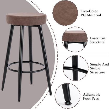2-Piece: 28'' Metal Bar Stools Set - A-1 Thread Vault