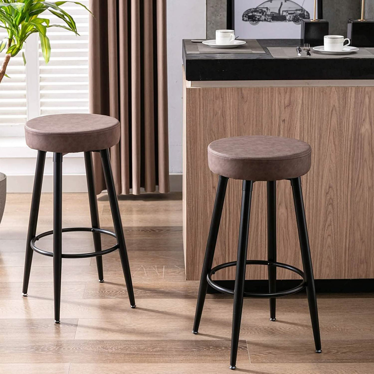 2-Piece: 28'' Metal Bar Stools Set - A-1 Thread Vault