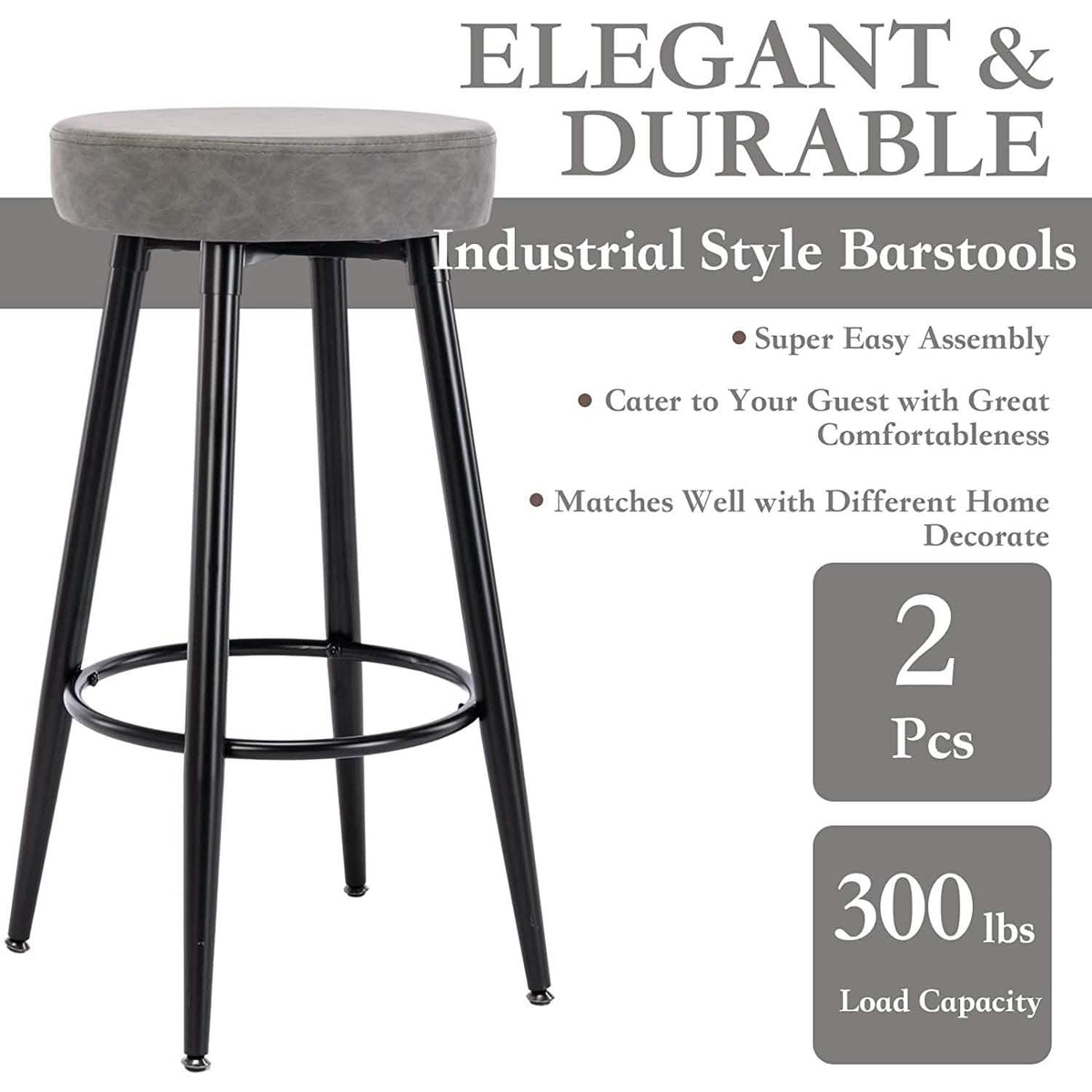 2-Piece: 28'' Metal Bar Stools Set - A-1 Thread Vault