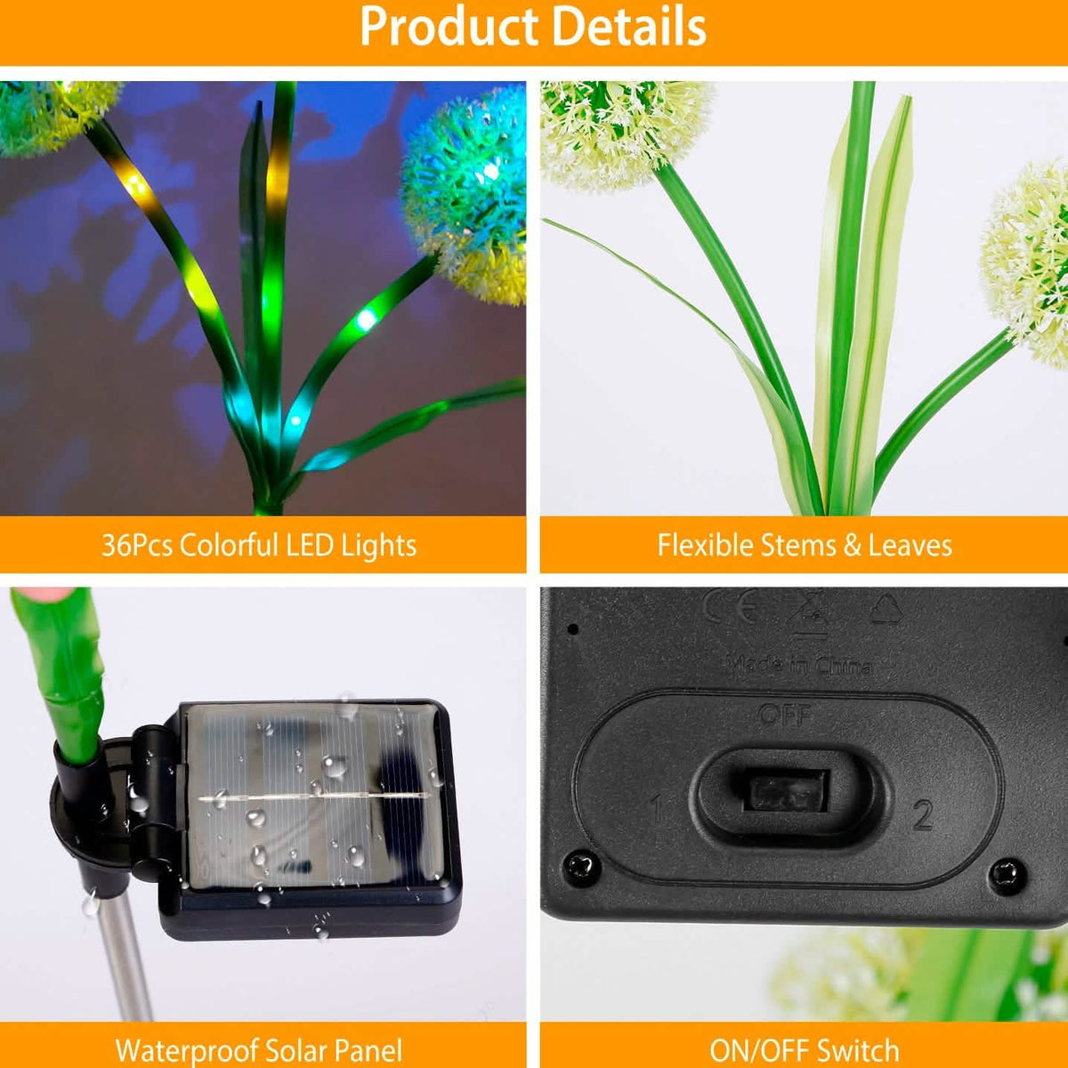 2-Piece: 36 LED Dandelion Solar Lights - A-1 Thread Vault