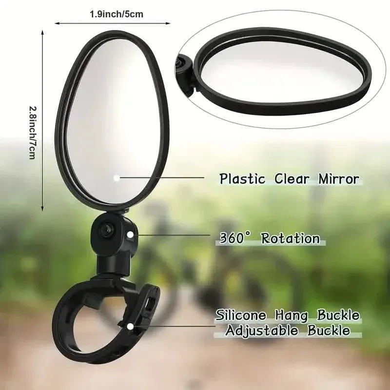 2-Piece: 360° Adjustable Rotatable Handlebar Mirror - Wide Angle Bicycle Mirror - A-1 Thread Vault