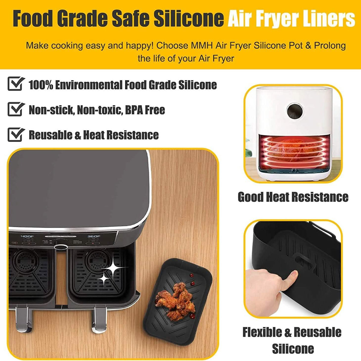 2-Piece: Air Fryer Silicone Pot - A-1 Thread Vault
