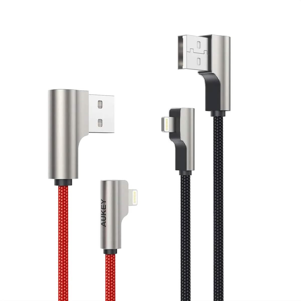 2-Piece: AUKEY 90 Degree Lightning Data Cable - A-1 Thread Vault