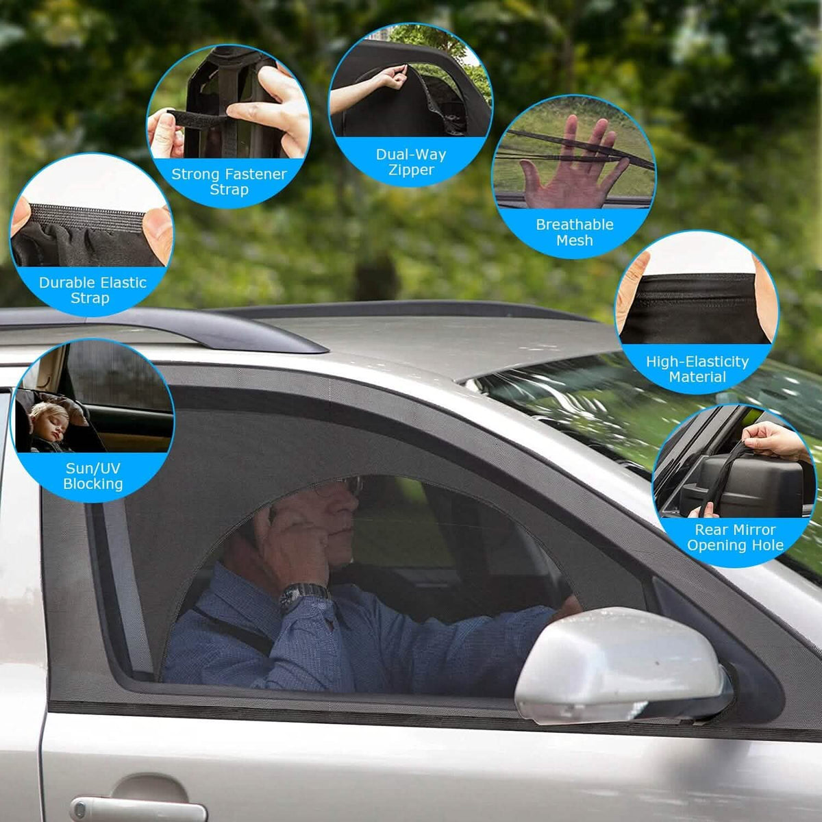 2-Piece: Car Side Window Screen Mesh Cover - A-1 Thread Vault