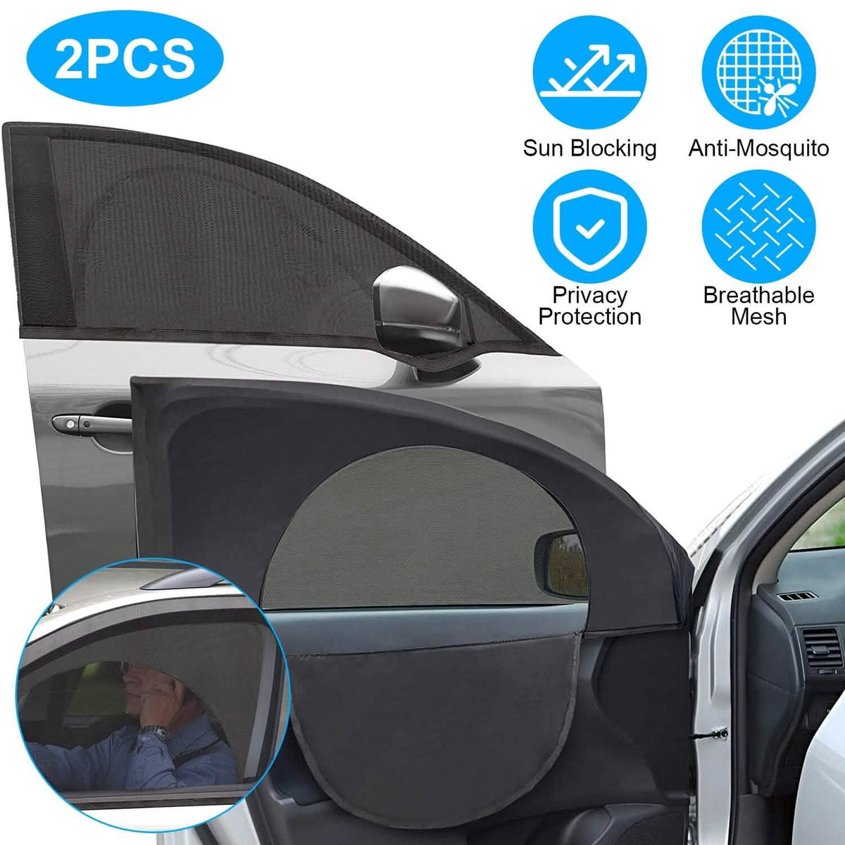 2-Piece: Car Side Window Screen Mesh Cover - A-1 Thread Vault