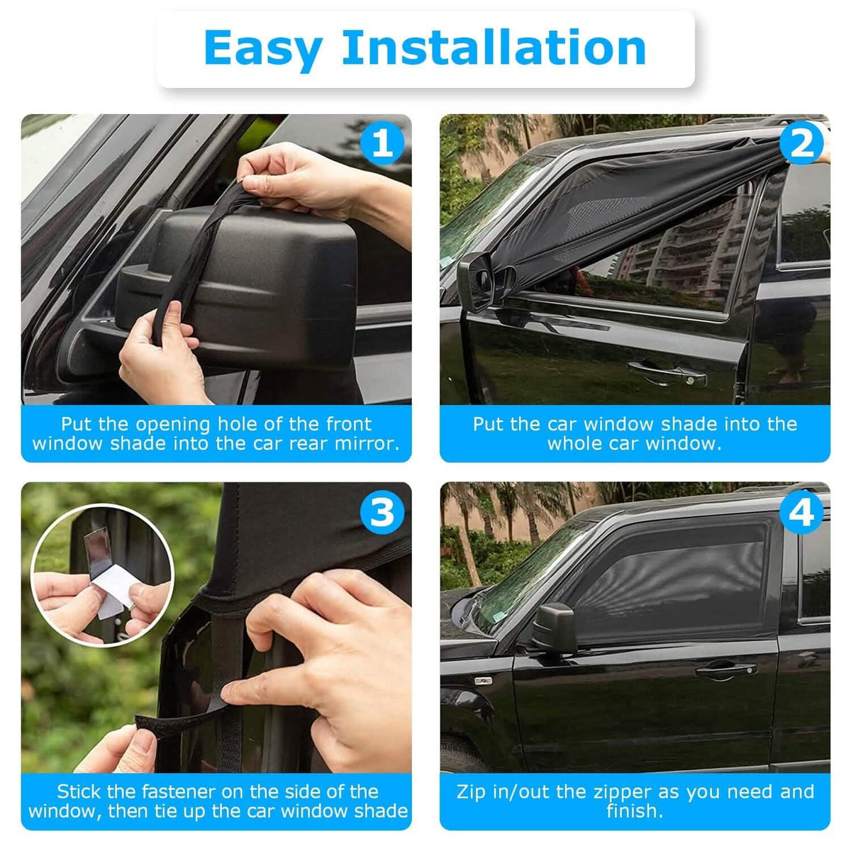 2-Piece: Car Side Window Screen Mesh Cover - A-1 Thread Vault