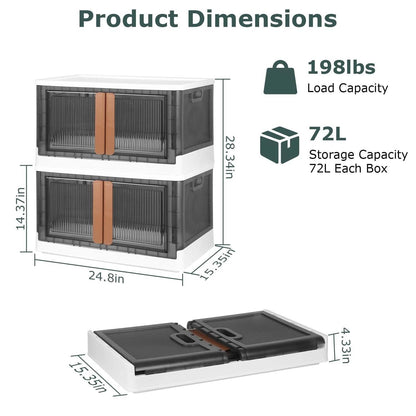 2-Piece: Foldable Stackable Storage Bins with Lid - A-1 Thread Vault
