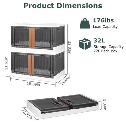 2-Piece: Foldable Stackable Storage Bins with Lid - A-1 Thread Vault