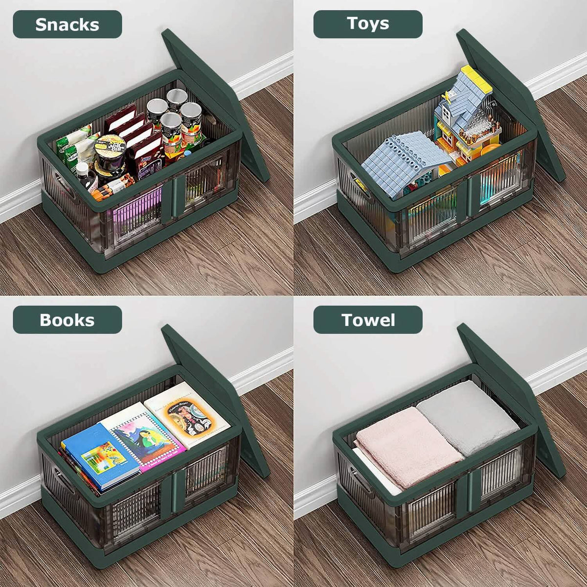 2-Piece: Foldable Stackable Storage Bins with Lid - A-1 Thread Vault