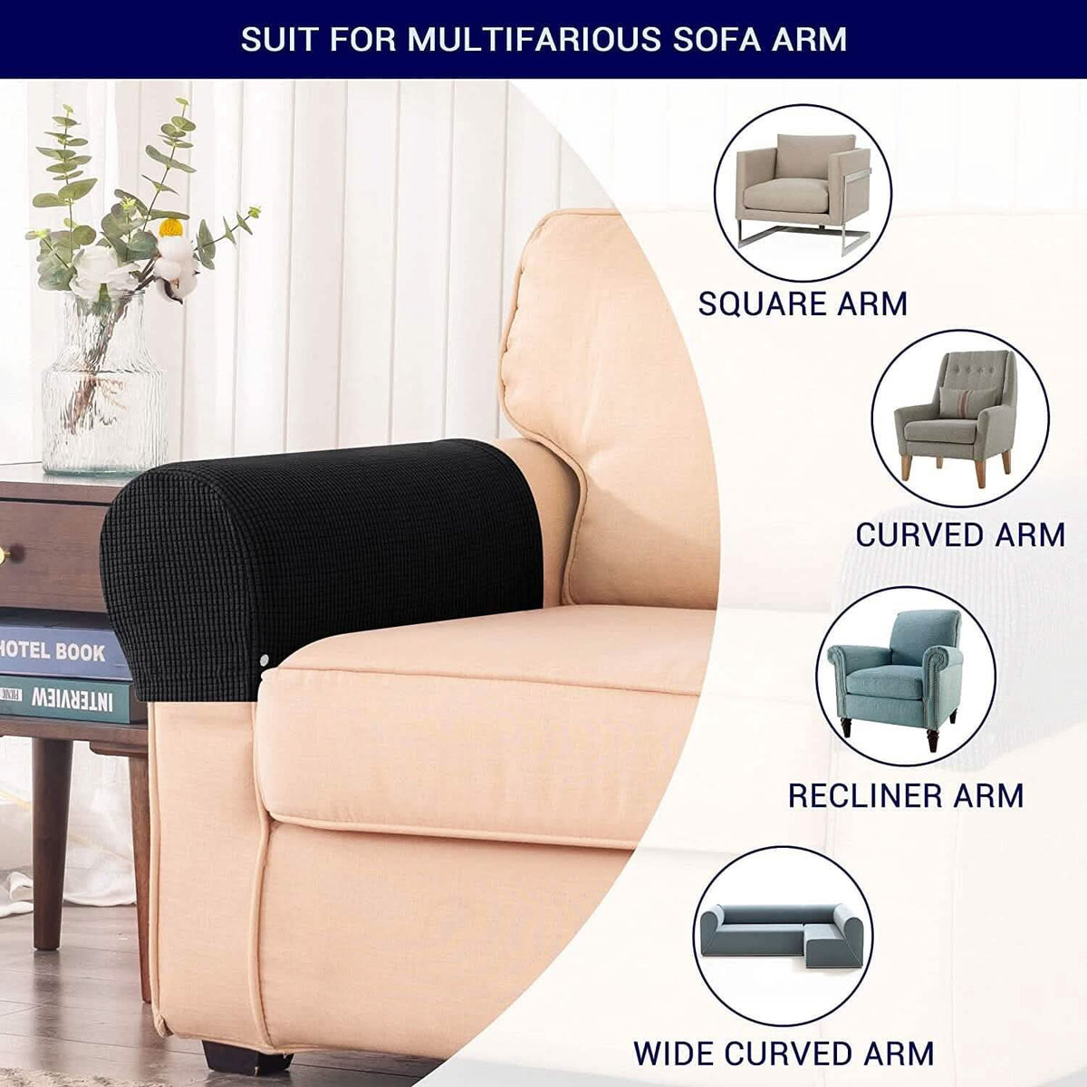 2-Piece: Jacquard Sofa Armrest Slipcover - A-1 Thread Vault