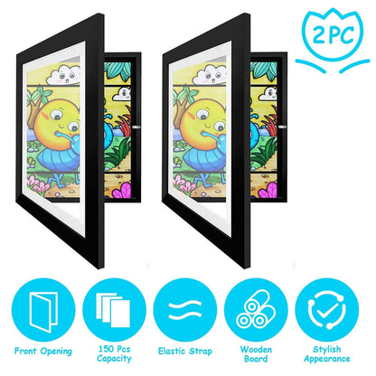 2-Piece: Kids Art Frame Front Opening Wooden Picture Frame - A-1 Thread Vault