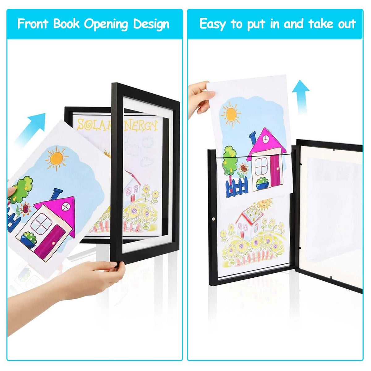 2-Piece: Kids Art Frame Front Opening Wooden Picture Frame - A-1 Thread Vault