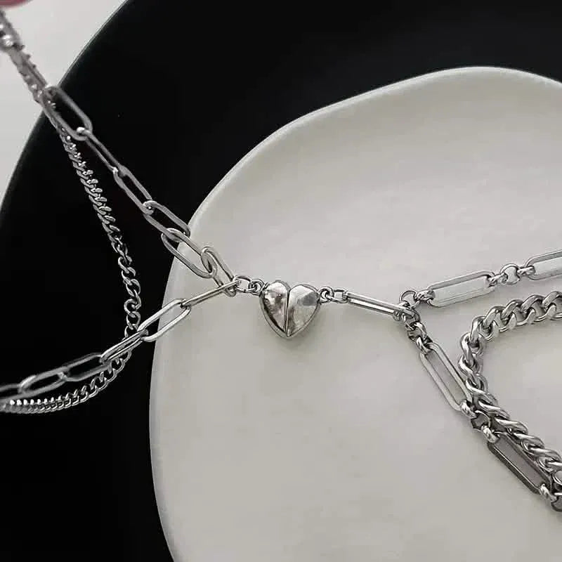 2-Piece: Lovers' Titanium Steel Love Magnet Bracelet - A-1 Thread Vault