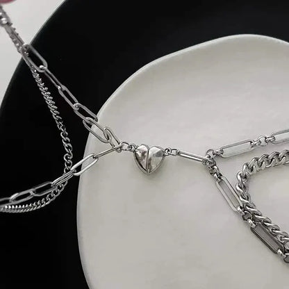2-Piece: Lovers' Titanium Steel Love Magnet Bracelet - A-1 Thread Vault