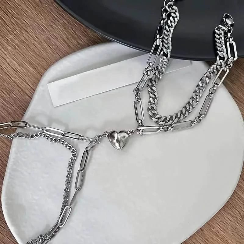 2-Piece: Lovers' Titanium Steel Love Magnet Bracelet - A-1 Thread Vault