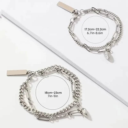 2-Piece: Lovers' Titanium Steel Love Magnet Bracelet - A-1 Thread Vault