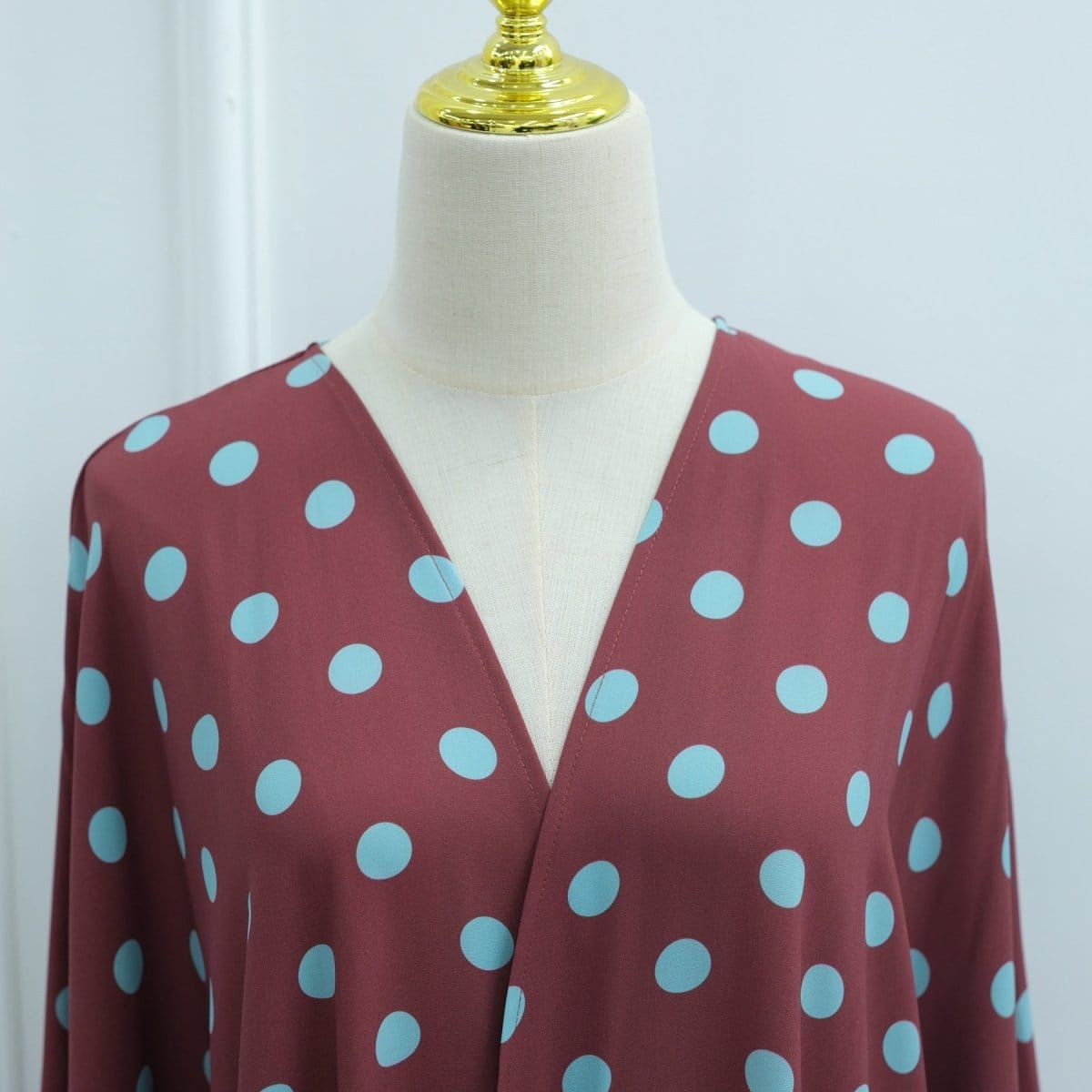 2-Piece Polka Dot Print Open Abaya Set(MOA316) - A-1 Thread Vault