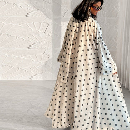 2-Piece Polka Dot Print Open Abaya Set(MOA316) - A-1 Thread Vault