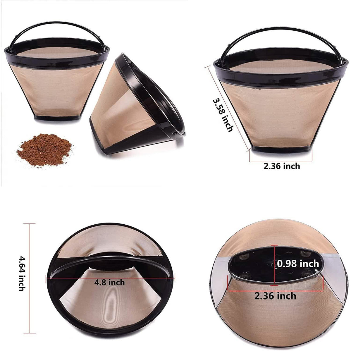 2-Piece: Reusable No.4 Cone Coffee Maker Filters - A-1 Thread Vault