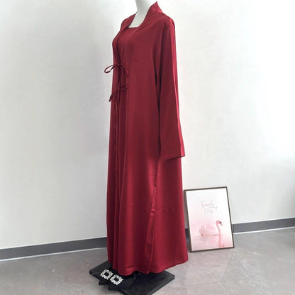 2-Piece Satin Open Abaya Set(MOA317) - A-1 Thread Vault