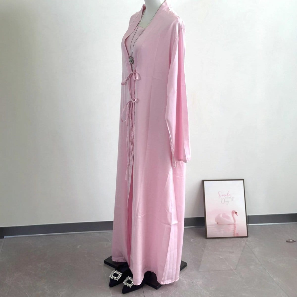 2-Piece Satin Open Abaya Set(MOA317) - A-1 Thread Vault