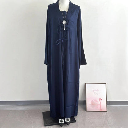 2-Piece Satin Open Abaya Set(MOA317) - A-1 Thread Vault