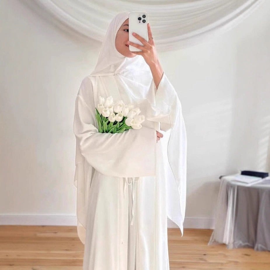 2-Piece Satin Open Abaya Set(MOA317) - A-1 Thread Vault